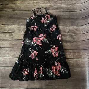 Girl’s Forever 21 Black Red Tropical Floral Sundress Size 11/12